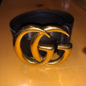 Leather belt with Double G Buckle